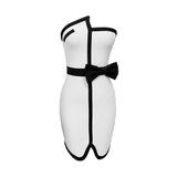 Patchwork Mini Bandage Dress Black Bow Strapless Bodycon Summer Sexy Elegant Club Celebrity Evening Party Dresses