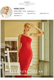 One Shoulder Women Club Wear Bandage Dress New Summer Sexy Sleeveless Backless Midi Bodycon Celebrity Party Dress