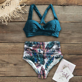 Sexy High Waist Bikinis New Halter Swimwear Women Swimsuit Female Bikini Set Print