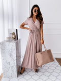 Women Dresses Summer Fashion Polka Dot Split Boho Dress V-Neck Women Casual Beach