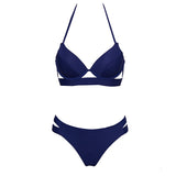 Solid Push Up Bikinis Women Bandage Bikini Sets Swimsuit Sexy Halter Two Pieces