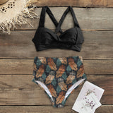 Sexy High Waist Bikinis New Halter Swimwear Women Swimsuit Female Bikini Set Print