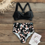 Sexy High Waist Bikinis New Halter Swimwear Women Swimsuit Female Bikini Set Print