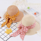 New Children Straw Hats Leisure Ribbon Bow Hat Outdoors Anti-UV Sun Hat For Girls