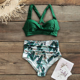 Sexy High Waist Bikinis New Halter Swimwear Women Swimsuit Female Bikini Set Print