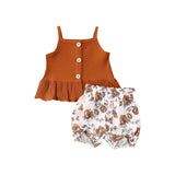 1-5 Years 2Pcs Kids Baby Girl Clothes Sleeveless Tops+Flower Shorts 2PCS Summer Vest Child Girl Outfit Set