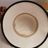 French retro elegant straw hat Hepburn pearl flower seaside holiday beach hat sunshade sunblock hat lady