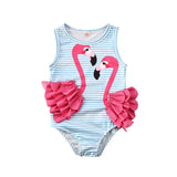 0-4 years Flamingo Kid Baby Girl Bikini Swimwear Bodysuit Sleeveless Print Animal