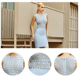 New Summer Tank Sleeveless Women's Bodycon Bandage Dress Sexy Lace Beading Celebrity Club Evening Runway Party Dress