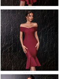 New Summer White Off Shoulder Women Bodycon Bandage Dress Sexy Short Sleeve Celebrity Evening Runway Club Party Dress