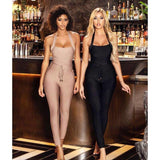 High Quality Nude Black Halter Bandage Jumpsuit Rayon Elegant Celebrity Woman Party Wear Vintage Bodycon Romper Long Pants