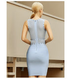 New Summer Tank Sleeveless Women's Bodycon Bandage Dress Sexy Lace Beading Celebrity Club Evening Runway Party Dress