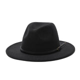 Winter fedora hats for women fashion Flat wide Brim Wool Felt Jazz Fedora Hats