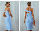 Bodycon Bandage Dress Women 2022 Summer Sexy Elegant Black One Shoulder Strapless Celebrity Runway Party Dress