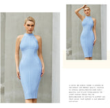 New Summer White Women Bodycon Bandage Dress Elegant Tank Sexy Sleeveless Club Celebrity Evening Runway Party Dresses