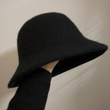 Autumn Winter Wool Bucket Hat Women Fashion Vintage Fisherman Hats