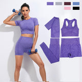 Yoga Set Workout Shirts Sport Pants Bra Gym Clothing Short Crop Top High Waist Running Leggings Sports Set