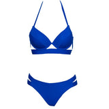 Solid Push Up Bikinis Women Bandage Bikini Sets Swimsuit Sexy Halter Two Pieces