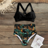 Sexy High Waist Bikinis New Halter Swimwear Women Swimsuit Female Bikini Set Print