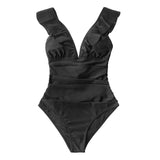 Ruffled One-piece Swimsuit Women Sexy Lace Up Monokini Swimwear