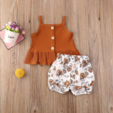 1-5 Years 2Pcs Kids Baby Girl Clothes Sleeveless Tops+Flower Shorts 2PCS Summer Vest Child Girl Outfit Set