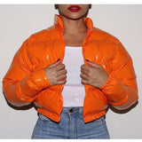 Winter Down Jacket WomenNeon Color Cropped Puffer Jacket Thick Bubble Coat