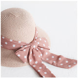 New Children Straw Hats Leisure Ribbon Bow Hat Outdoors Anti-UV Sun Hat For Girls