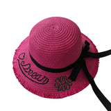 Girls Summer Cap Black Ribbon Decorate Wavy Straw Hat For Girls Children Panama Hat Kids Sun Cap Baby Beach Hats