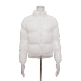 Winter Down Jacket WomenNeon Color Cropped Puffer Jacket Thick Bubble Coat