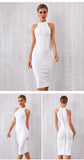 New Summer White Women Bodycon Bandage Dress Elegant Tank Sexy Sleeveless Club Celebrity Evening Runway Party Dresses