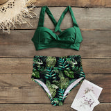 Sexy High Waist Bikinis New Halter Swimwear Women Swimsuit Female Bikini Set Print