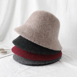 Autumn Winter Wool Bucket Hat Women Fashion Vintage Fisherman Hats