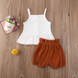 1-5 Years 2Pcs Kids Baby Girl Clothes Sleeveless Tops+Flower Shorts 2PCS Summer Vest Child Girl Outfit Set