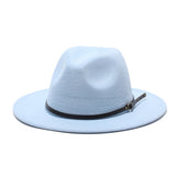 Winter fedora hats for women fashion Flat wide Brim Wool Felt Jazz Fedora Hats