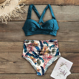 Sexy High Waist Bikinis New Halter Swimwear Women Swimsuit Female Bikini Set Print