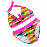 New Summer Girls Close-fitting Elastic Stripe Swimsuit Girls Split Two-pieces Swimwear