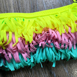 5-12 Years Teenager Girls Swimsuit Kids Swimwear Tassel Big Girl Bikini Halter Top Bathing Suit