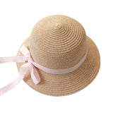 Girls Summer Cap Black Ribbon Decorate Wavy Straw Hat For Girls Children Panama Hat Kids Sun Cap Baby Beach Hats