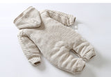 Thick Warm Infant Baby Rompers Winter Clothes Newborn Baby Boy Girl Knitted Sweater Jumpsuit Hooded Kid Toddler Outerwear