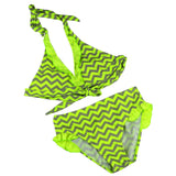 New Summer Girls Close-fitting Elastic Stripe Swimsuit Girls Split Two-pieces Swimwear