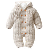 Thick Warm Infant Baby Rompers Winter Clothes Newborn Baby Boy Girl Knitted Sweater Jumpsuit Hooded Kid Toddler Outerwear