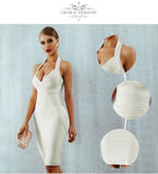 New Summer Women Bandage Dress 2022 Sexy Halter Backless Sleeveless Bodycon Clubwear Celebrity Evening Runway Party Dress