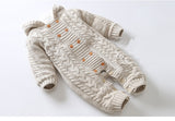 Thick Warm Infant Baby Rompers Winter Clothes Newborn Baby Boy Girl Knitted Sweater Jumpsuit Hooded Kid Toddler Outerwear