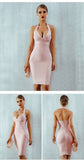 New Summer Women Bandage Dress 2022 Sexy Halter Backless Sleeveless Bodycon Clubwear Celebrity Evening Runway Party Dress