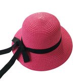 Girls Summer Cap Black Ribbon Decorate Wavy Straw Hat For Girls Children Panama Hat Kids Sun Cap Baby Beach Hats