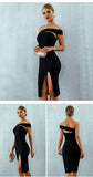 Bodycon Bandage Dress Women 2022 Summer Sexy Elegant Black One Shoulder Strapless Celebrity Runway Party Dress