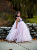 Pink and Grey Flower Girl Tutu Dress Wedding Tulle Dress Girls Wedding Dresses Robe Demoiselle Rose Kids Girls Clothes Dress