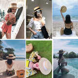 Summer Women Wide Brim Straw Hat Fashion Sun Hats Boater Wheat Panama Beach Hats