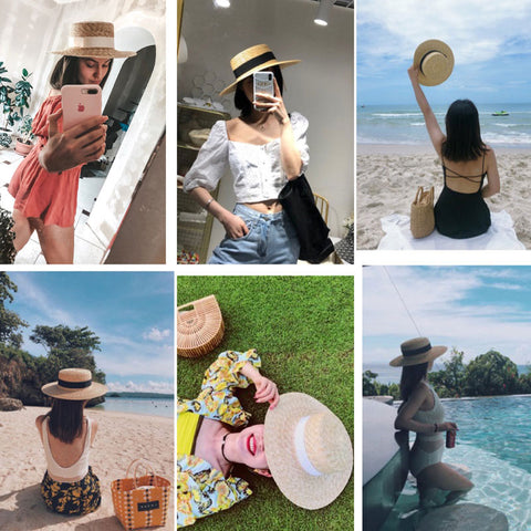 Summer Women Wide Brim Straw Hat Fashion Sun Hats Boater Wheat Panama Beach Hats