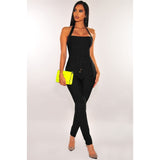 High Quality Nude Black Halter Bandage Jumpsuit Rayon Elegant Celebrity Woman Party Wear Vintage Bodycon Romper Long Pants